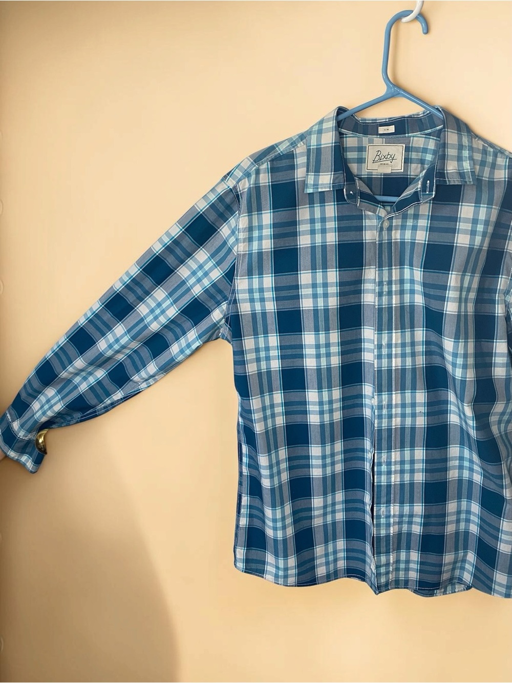 BIXBY NOMAD - Slim Fit Blue Plaid Men’s Button-Down Shirt